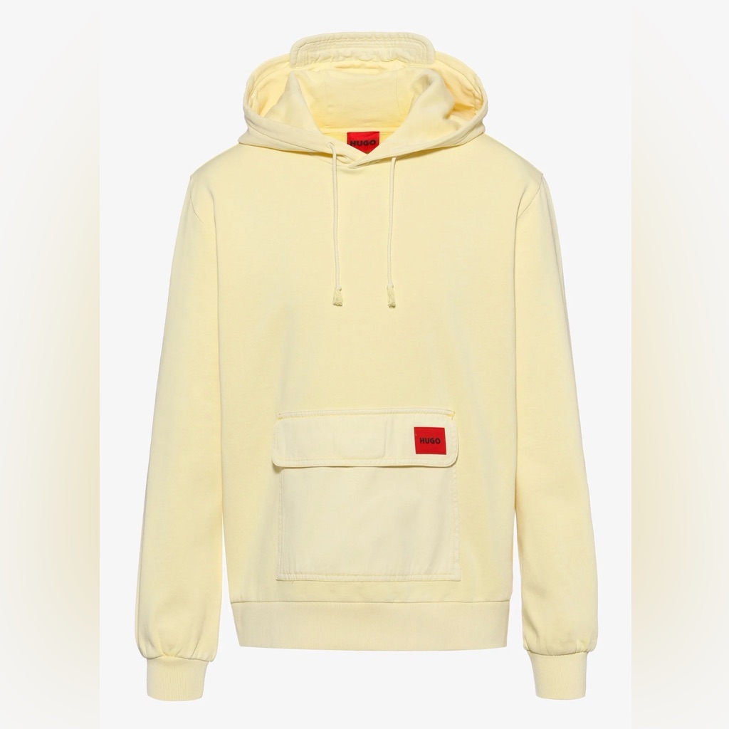 Hugo (Hugo Boss) Men’s Hoodie Size M, Cream, Utility Pocket Detail